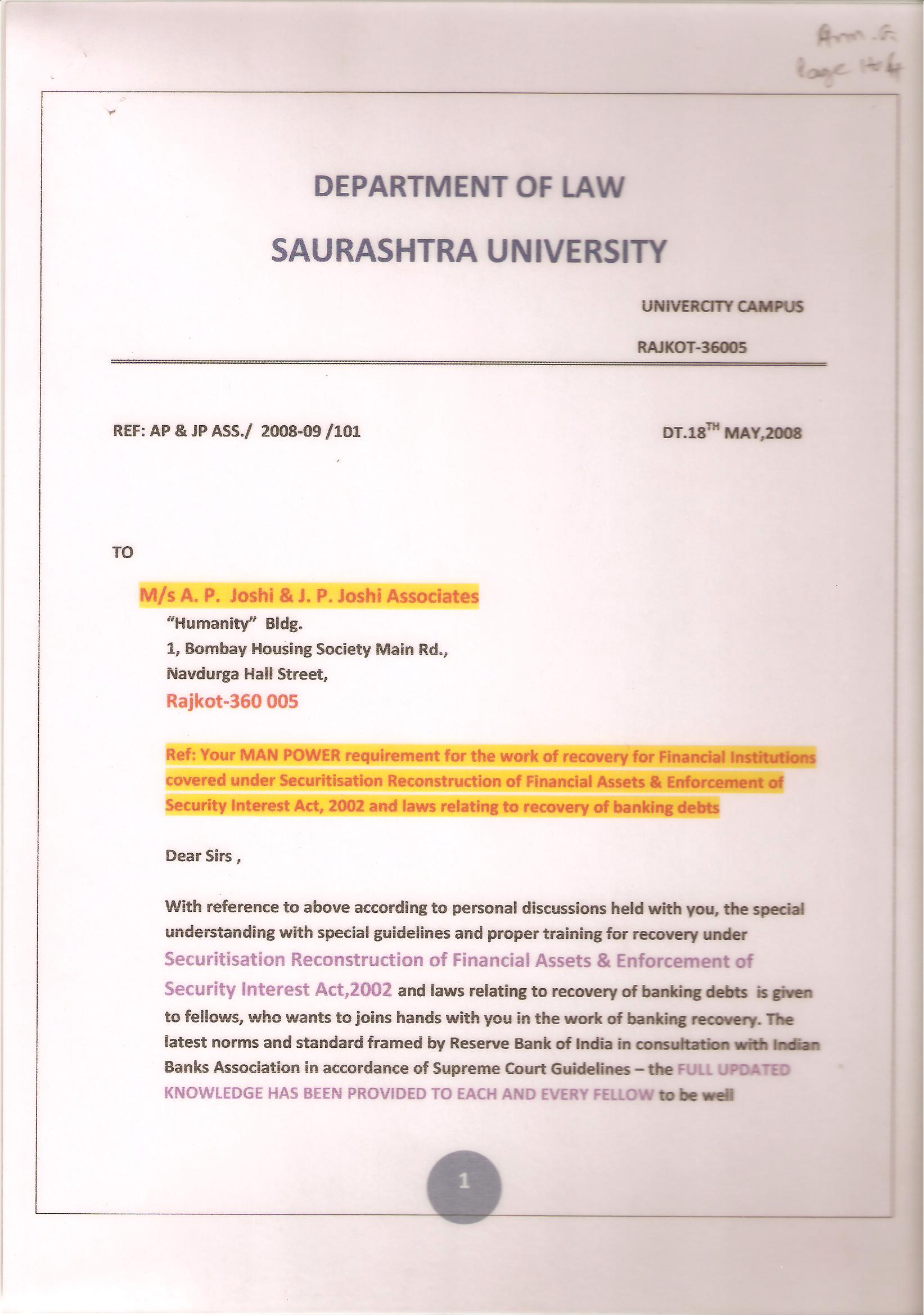 Department of LAW SAU. Uni.
